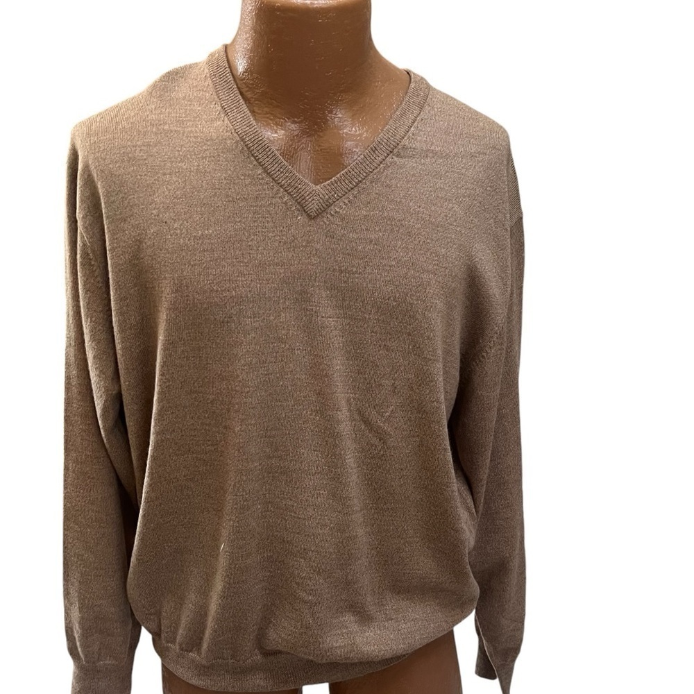 Jos A Bank Men Signature Collection Caramel Merino  Wool Lightweight Sweater XXL
